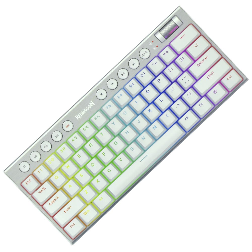 Teclado Gamer Mecânico Redragon K632W-RGB Horus Mini USB / RGB / RED / Inglês - Branco