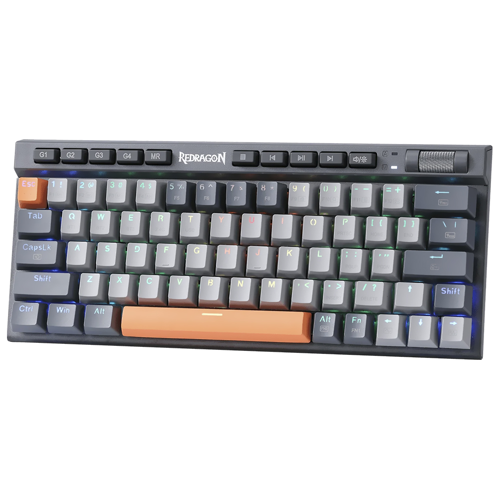 Teclado Gamer Mecânico Redragon K634GG-RGB-PRO Traric Pro Wireless / RGB / RED / Inglês - Cinza