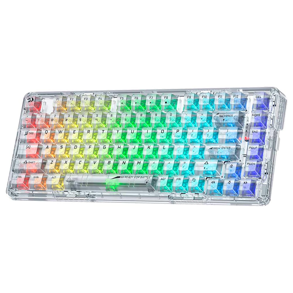 Teclado Gamer Mecânico Redragon K649CT-RGB-PRO ELF Pro Wireless / Inglês - Transparente