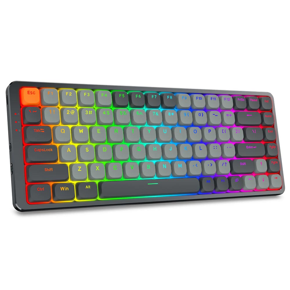 Teclado Gamer Mecânico Redragon K652GG-RGB-PRO Azure Wireless / RED / Inglês - Cinza