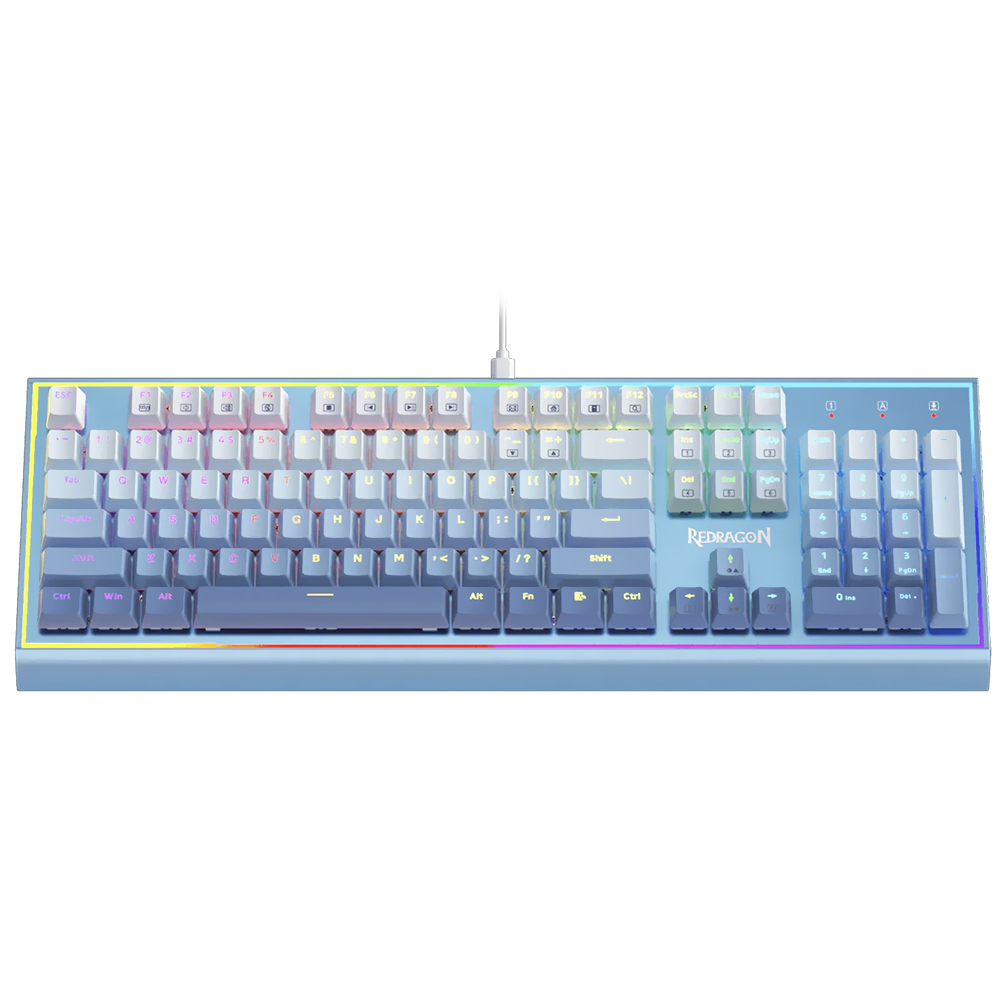 Teclado Gamer Mecânico Redragon K654GWB-RGB Bluesiren USB / RGB / Red / Inglês - Azul