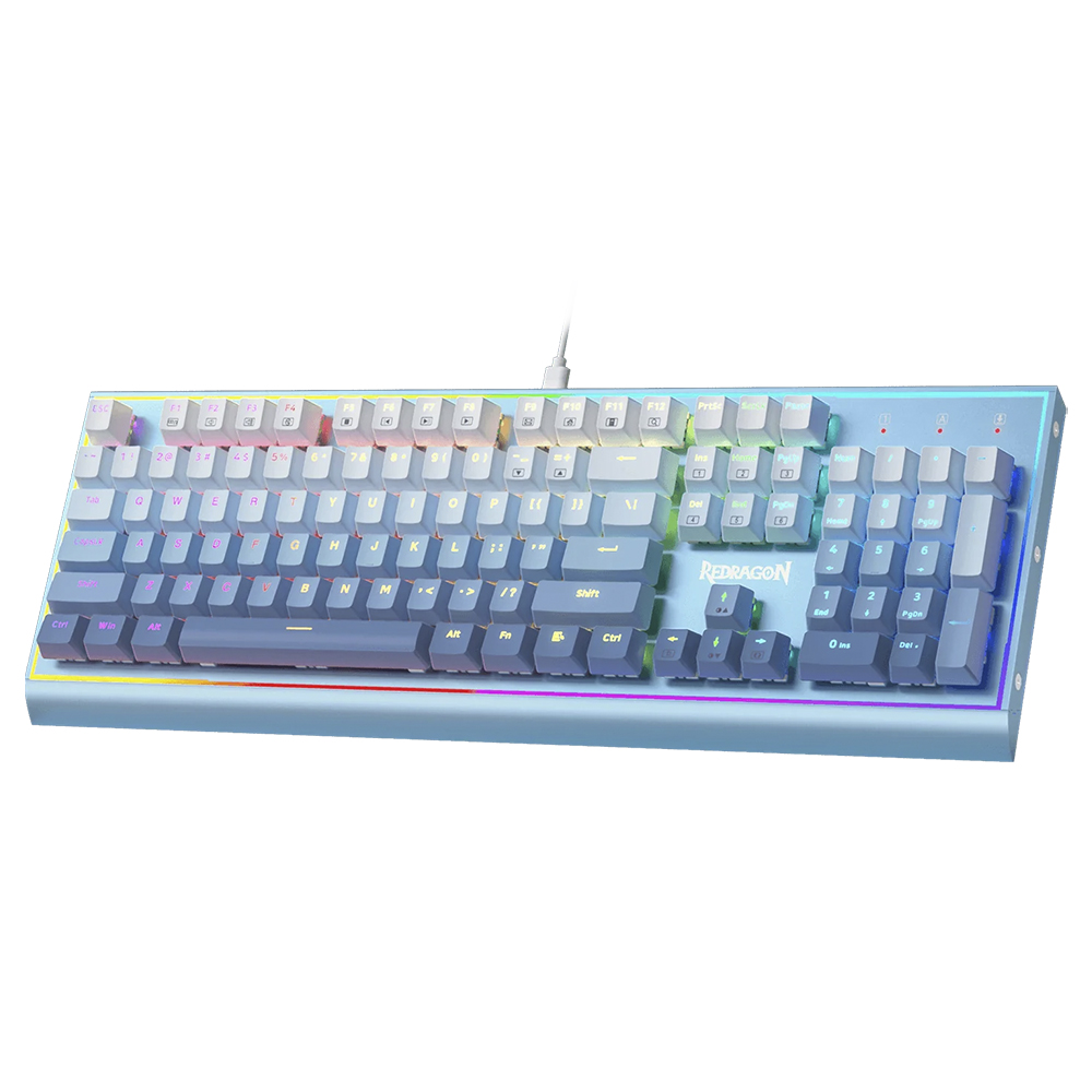 Teclado Gamer Mecânico Redragon K654GWB-RGB Bluesiren USB / RGB / Red / Inglês - Azul