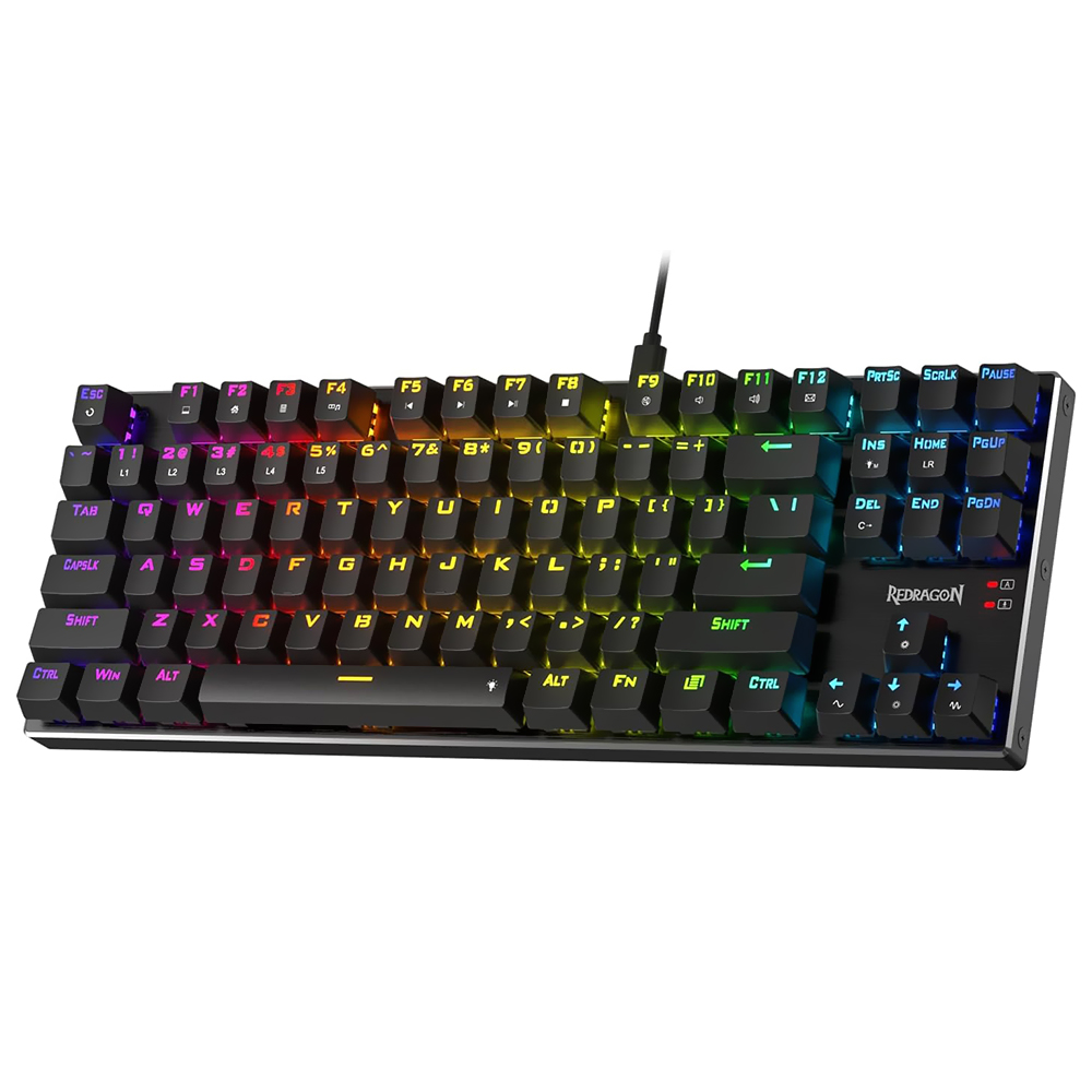 Teclado Gamer Mecânico Redragon K660-RGB Dharma TKL USB / RGB / RED / Inglês - Preto