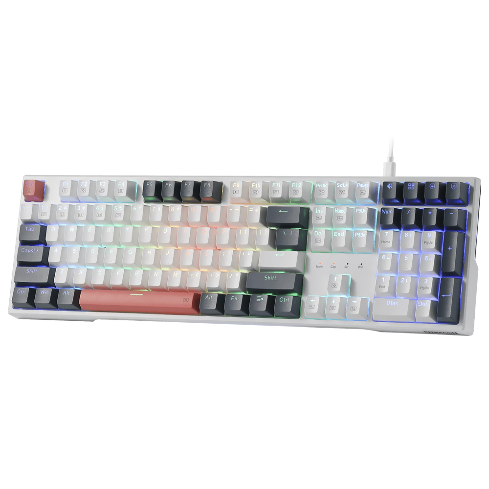 Teclado Gamer Mecânico Redragon K668WBO-RGB Trundle USB / RGB / Red / Inglês - Branco