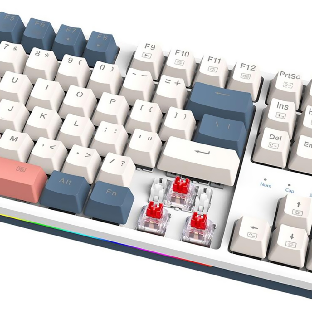 Teclado Gamer Mecânico Redragon K668WBO-RGB Trundle USB / RGB / Red / Inglês - Branco