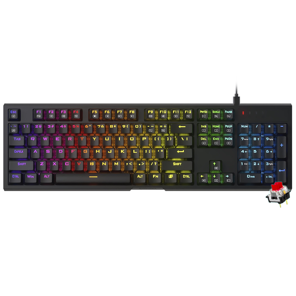 Teclado Gamer Mecânico Redragon K670-RGB Argo USB / RGB / RED / Inglês - Preto