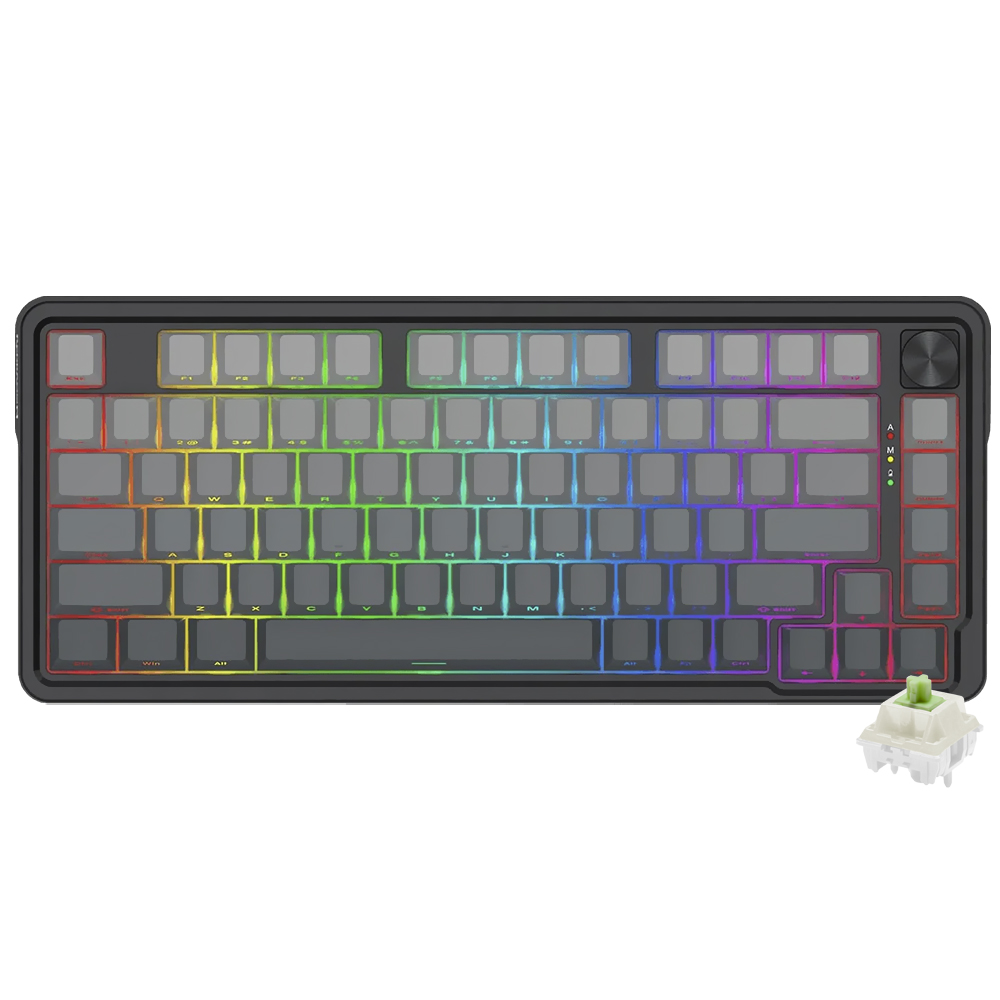 Teclado Gamer Mecanico Redragon K673SP-RGB-PRO Ucal Pro Wireless / RGB / Mint / Ingles - Preto / Cinza
