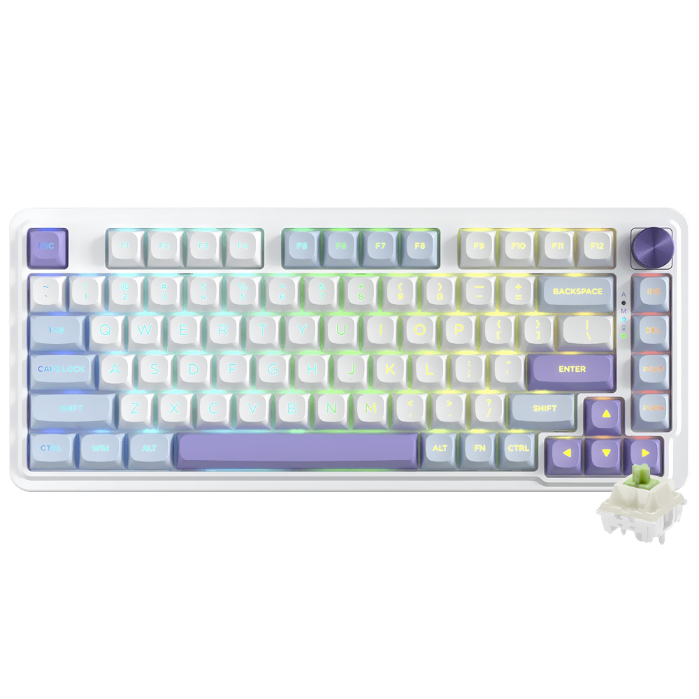 Teclado Gamer Mecanico Redragon K673WBP-RGB-MAX Ucal Max Mini  Wireless / RGB / Green / Ingles - Branco / Azul