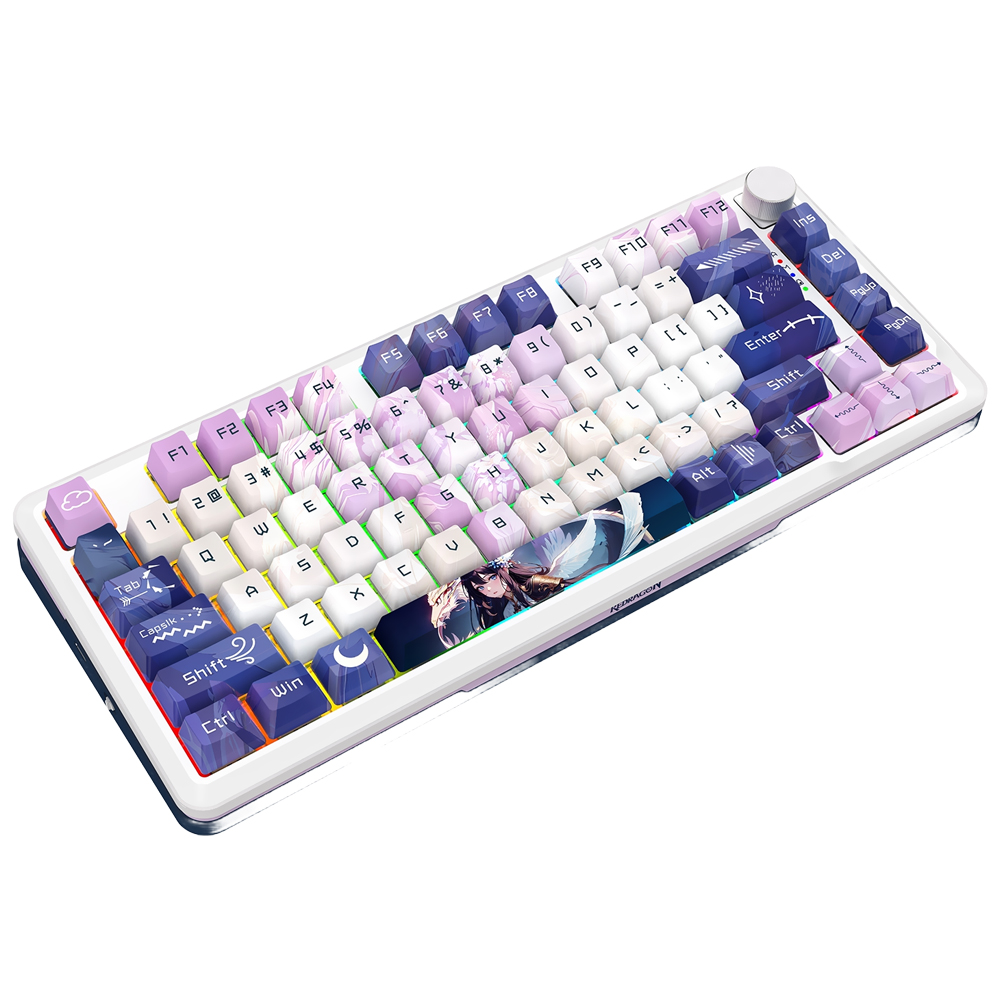Teclado Gamer Mecânico Redragon K681ACG-RGB-PRO Cyrus Pro Mini Wireless / RGB / Inglês - Branco
