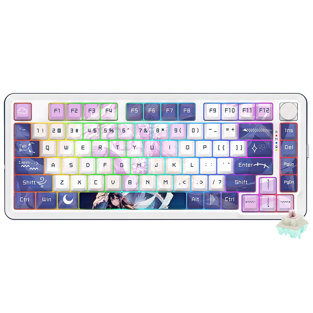 Teclado Gamer Mecânico Redragon K681ACG-RGB-PRO Cyrus Pro Mini Wireless / RGB / Inglês - Branco