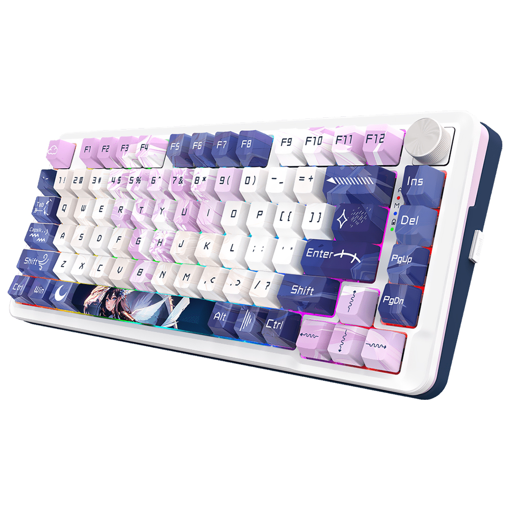 Teclado Gamer Mecânico Redragon K681ACG-RGB-PRO Cyrus Pro Mini Wireless / RGB / Inglês - Branco