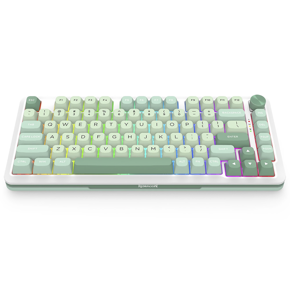 Teclado Gamer Mecânico Redragon K681MG-RGB-PRO Cyrus Pro Mini Wireless / RGB / Inglês - Verde / Branco