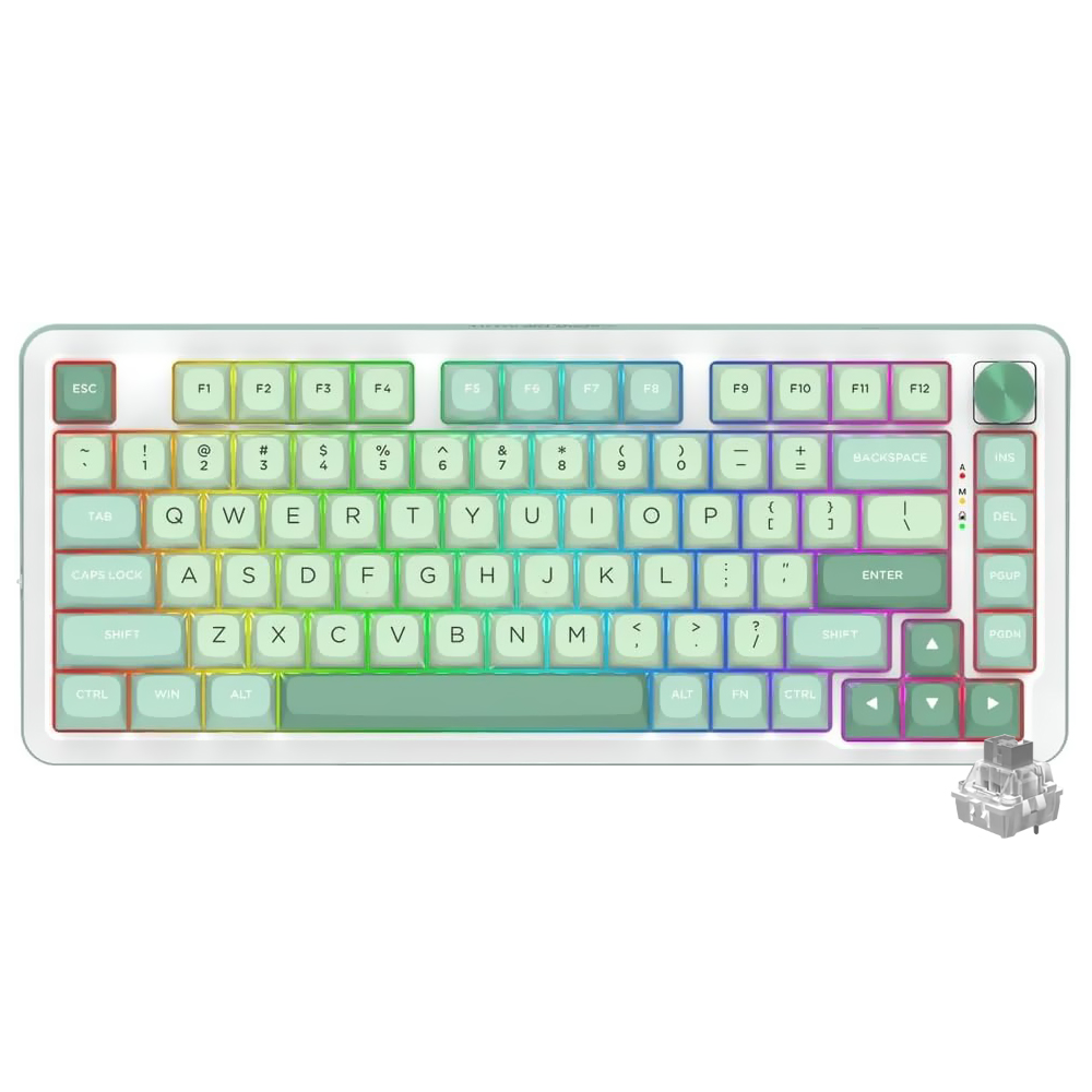 Teclado Gamer Mecânico Redragon K681MG-RGB-PRO Cyrus Pro Mini Wireless / RGB / Inglês - Verde / Branco