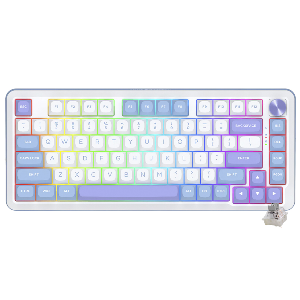 Teclado Gamer Mecanico Redragon K681WBP-RGB-PRO Cyrus Pro Mini Wireless / RGB / Gray / Ingles - Purple / Branco