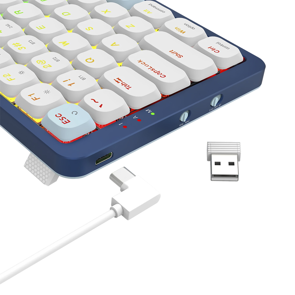 Teclado Gamer Mecânico Redragon K684WB-RGB-PRO Eva Pro Wireless / RGB / Inglês - Branco / Azul