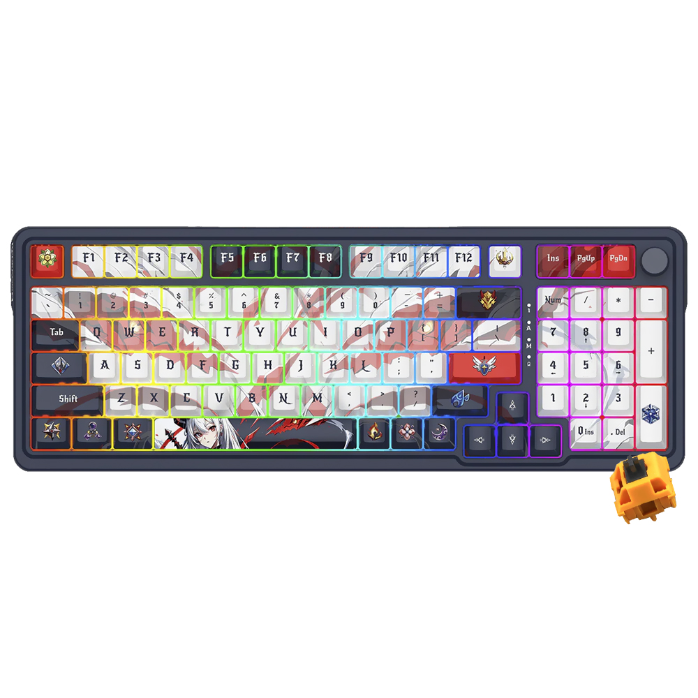 Teclado Gamer Mecanico Redragon K686AK-RGB-PRO Eisa Wireless / RGB / Ingles - Azul / Branco