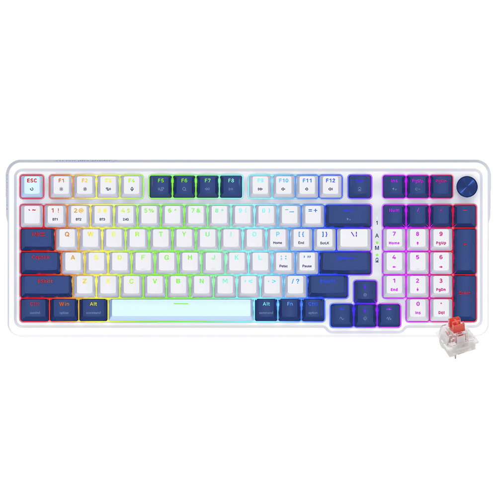 Teclado Gamer Mecanico Redragon K686WB-RGB-PRO Eisa Wireless / RGB / RED / Ingles - Branco / Azul