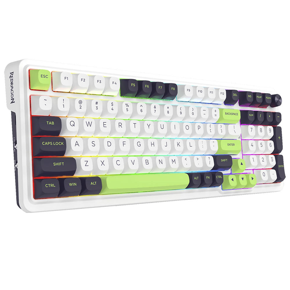 Teclado Gamer Mecânico Redragon K686WBG-RGB-MAX Eisa Max Wireless / RGB / Inglês - Branco