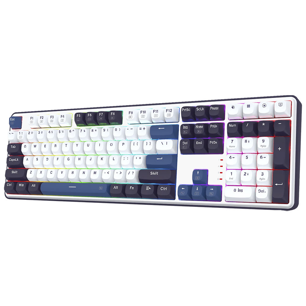 Teclado Gamer Mecânico Redragon K689WBB-RGB Wyvern USB / RGB / Inglês - Branco / Preto