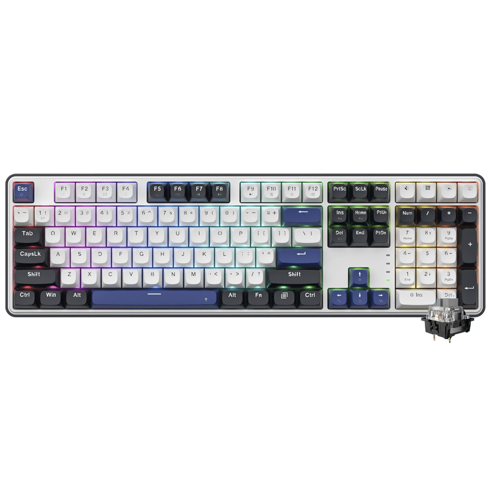 Teclado Gamer Mecânico Redragon K689WBB-RGB Wyvern USB / RGB / Inglês - Branco / Preto