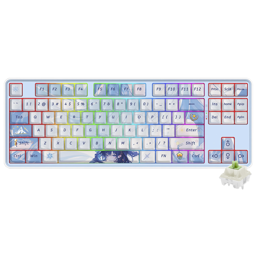 Teclado Gamer Mecanico Redragon K707AK-RGB-PRO Star Blade Pro Anime Wireless / RGB / Ingles - Branco / Azul