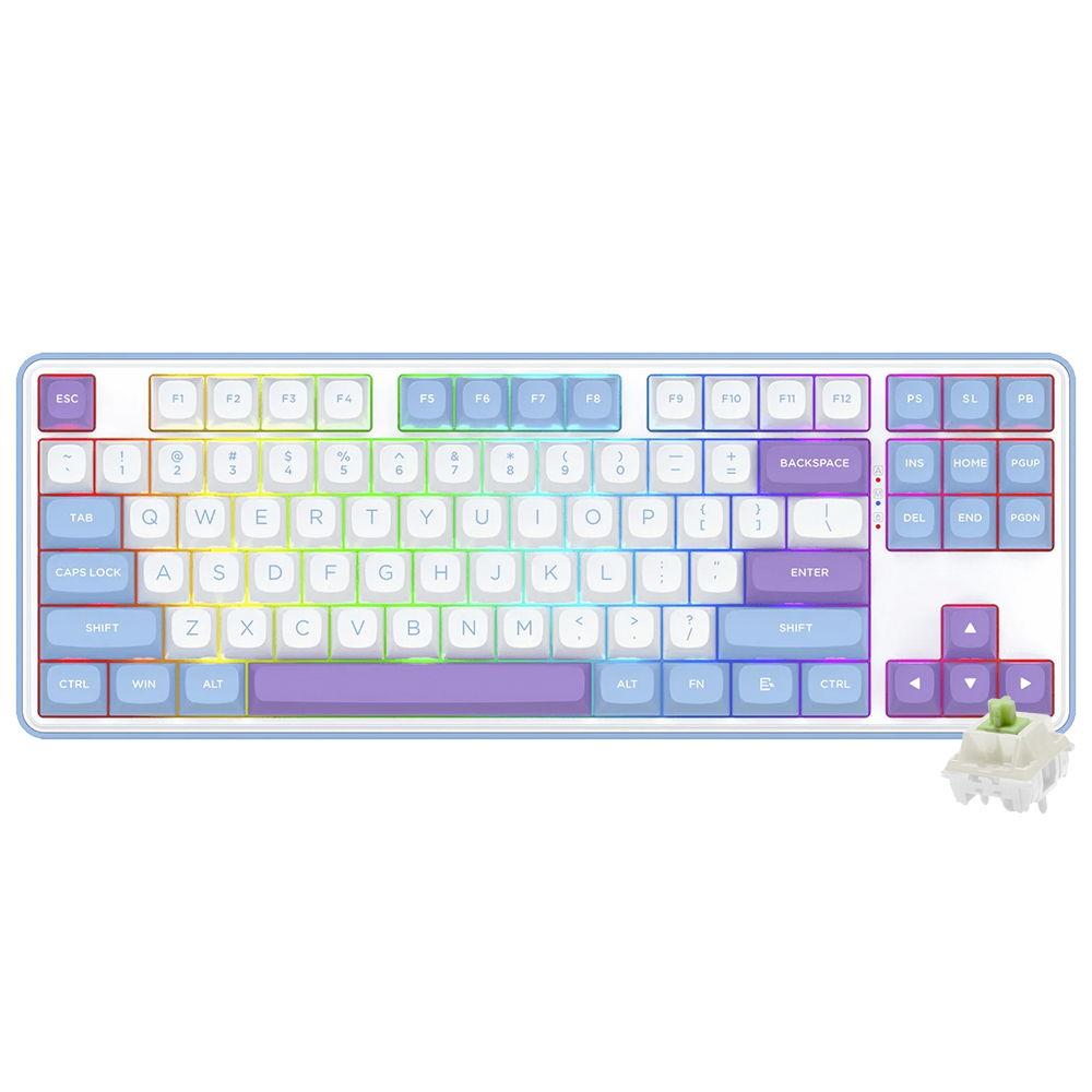 Teclado Gamer Mecânico Redragon K707WBP-RGB-PRO Star Blade Pro Wireless / RGB / Green / Inglês - Azul / Branco