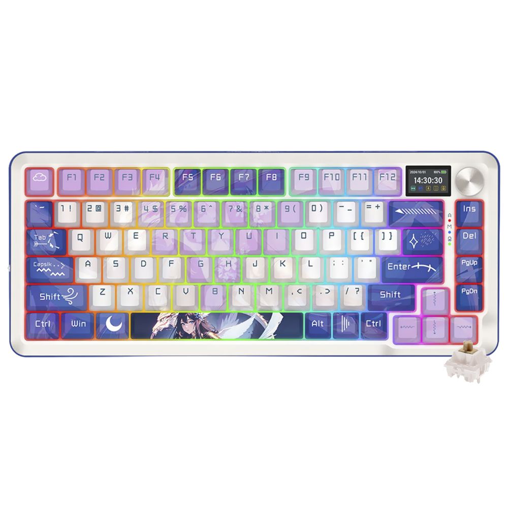 Teclado Gamer Mecanico Redragon K708AK-RGB-PRO Flekact Pro Wireless / RGB / Ingles - Azul / Branco