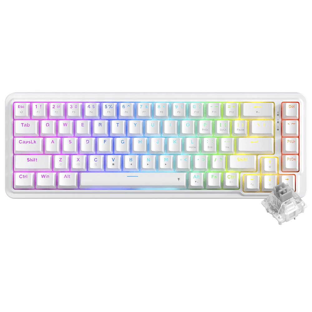 Teclado Gamer Mecânico Redragon K709W-RGB Nova USB / RGB / Inglês - Branco