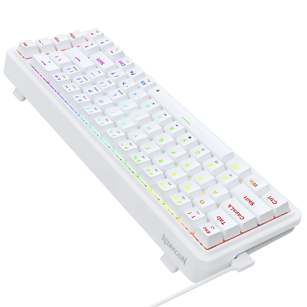 Teclado Gamer Mecânico Redragon K709W-RGB Nova USB / RGB / Inglês - Branco