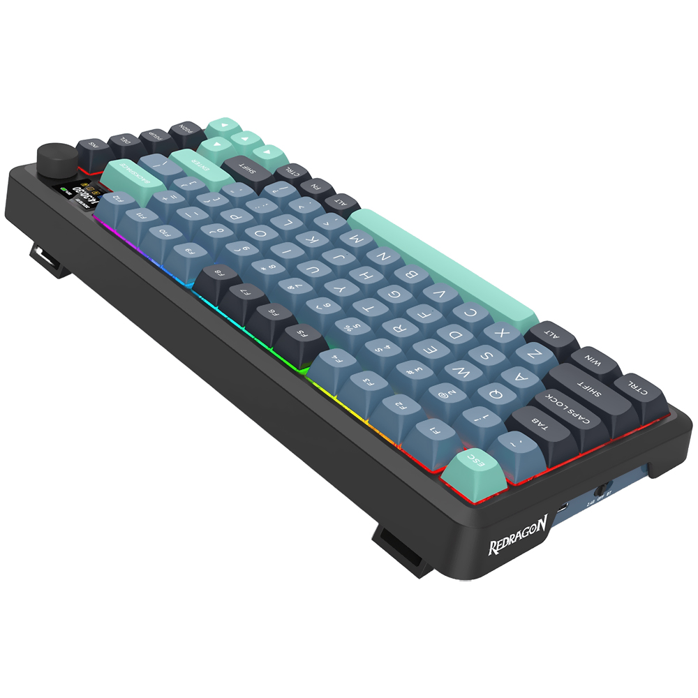 Teclado Gamer Mecânico Redragon K724GBG-RGB-PRO Behemoth Pro Wireless / RGB / Inglês - Preto
