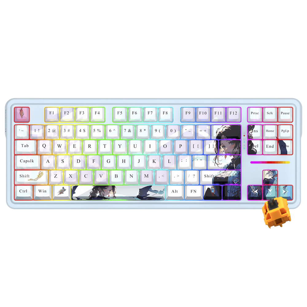 Teclado Gamer Mecânico Redragon K728AK-RGB-PRO Antonium Pro Wireless / RGB / Inglês - Azul