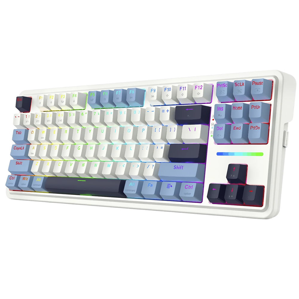 Teclado Gamer Mecânico Redragon K728WBB-RGB-PRO Antonium Pro Wireless / RGB / Inglês - Branco