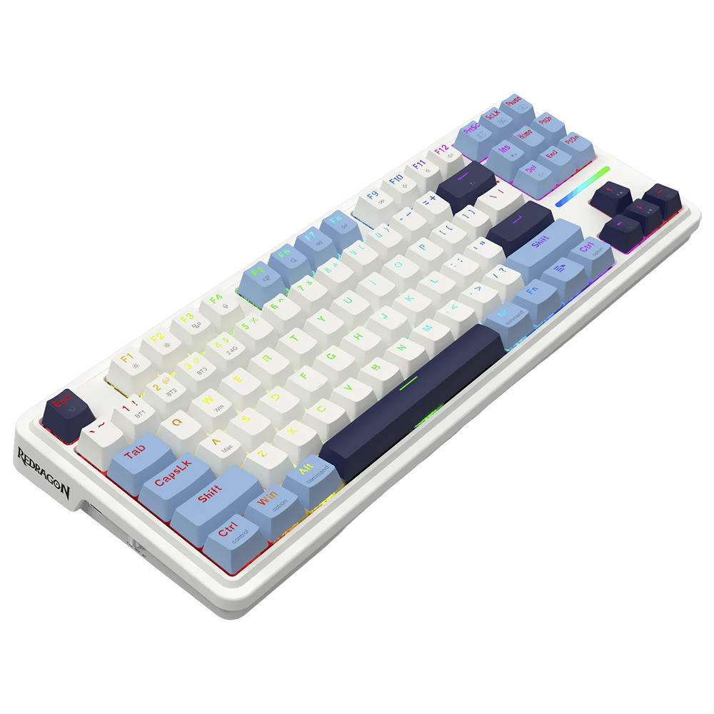 Teclado Gamer Mecânico Redragon K728WBB-RGB-PRO Antonium Pro Wireless / RGB / Inglês - Branco
