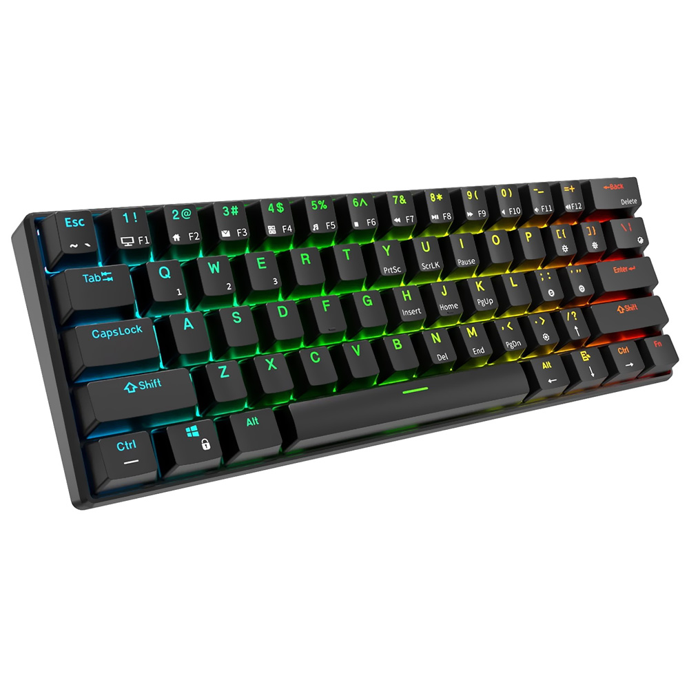 Teclado Gamer Mecânico Royal Kludge Mini RK61 Wireless / RGB / RED / Inglês - Preto