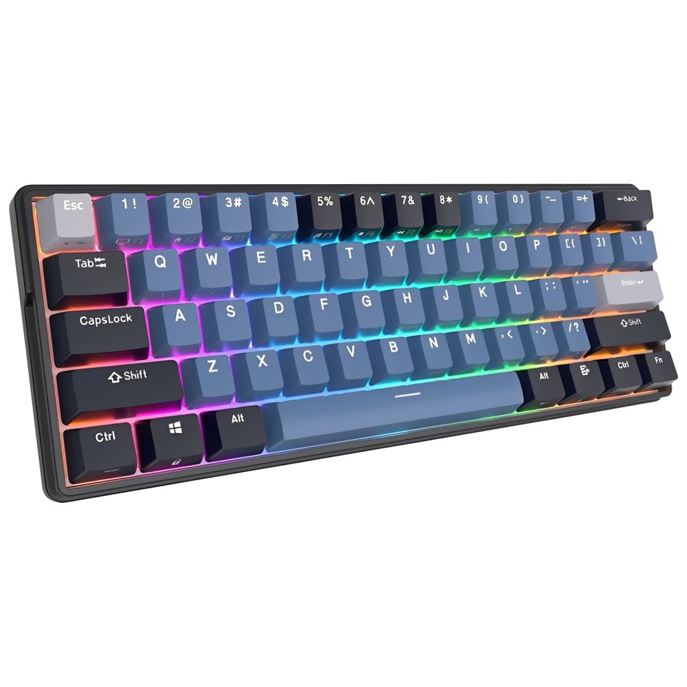 Teclado Gamer Mecânico Royal Kludge Mini RK61Plus Wireless / RGB / Sky Cyan / Inglês - Indigo