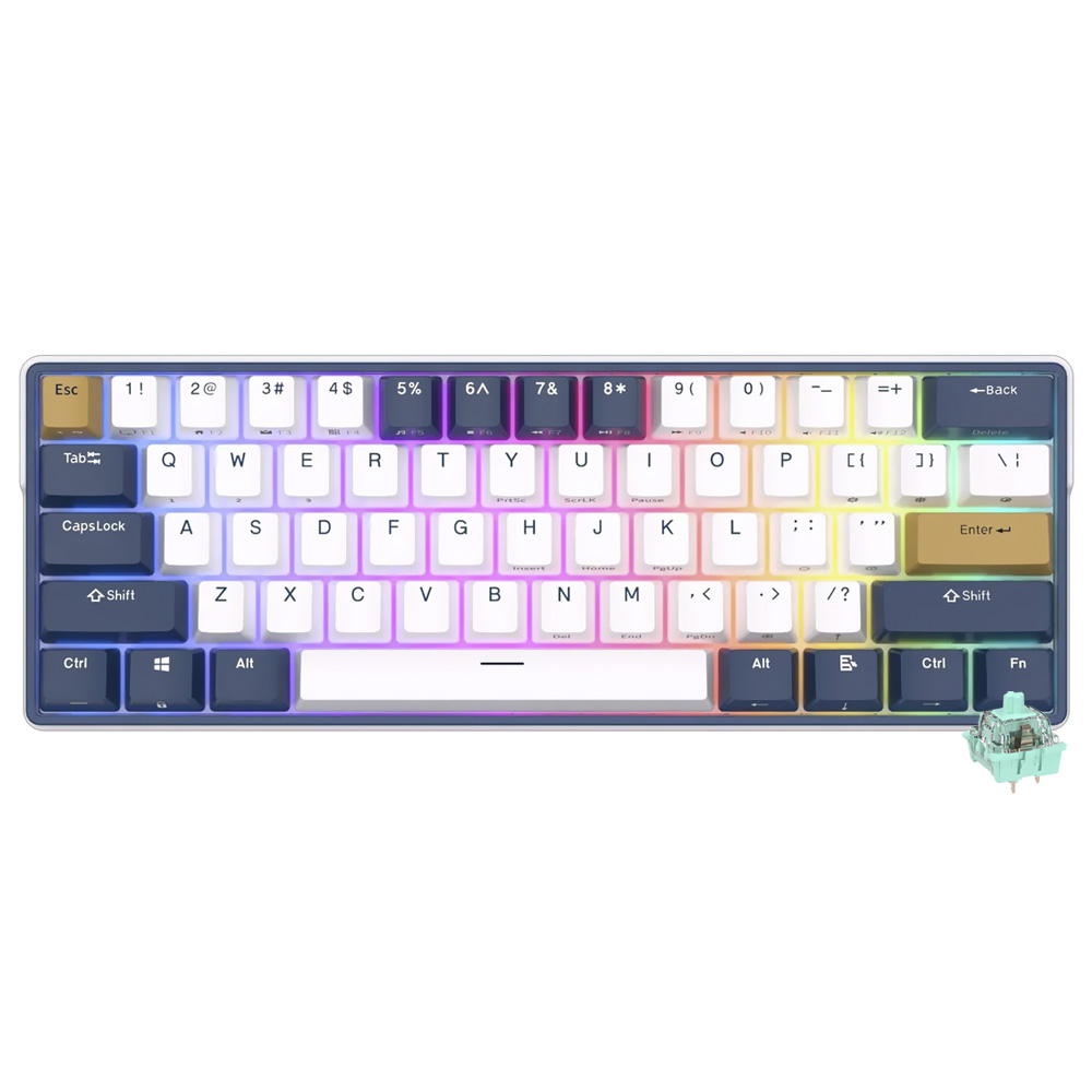 Teclado Gamer Mecânico Royal Kludge Mini RK61Plus Wireless / RGB / Sky Cyan / Inglês - Klein Azul