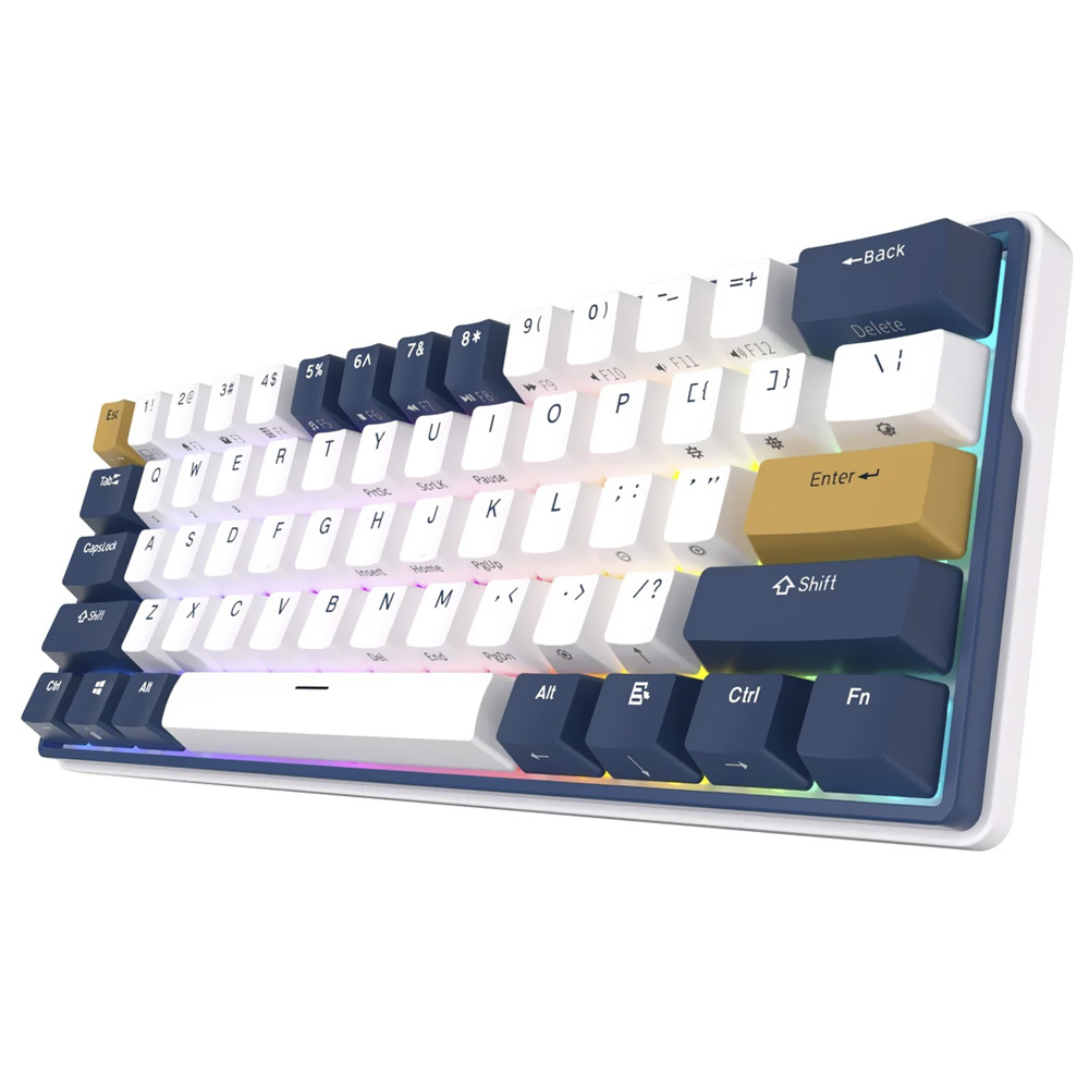 Teclado Gamer Mecânico Royal Kludge Mini RK61Plus Wireless / RGB / Sky Cyan / Inglês - Klein Azul