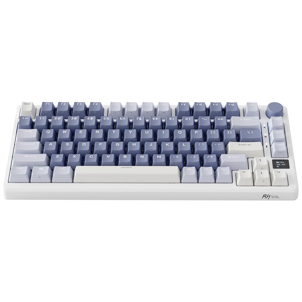 Teclado Gamer Mecânico Royal Kludge RK-M75 Wireless / RGB / Silver / Inglês - Ocean Azul