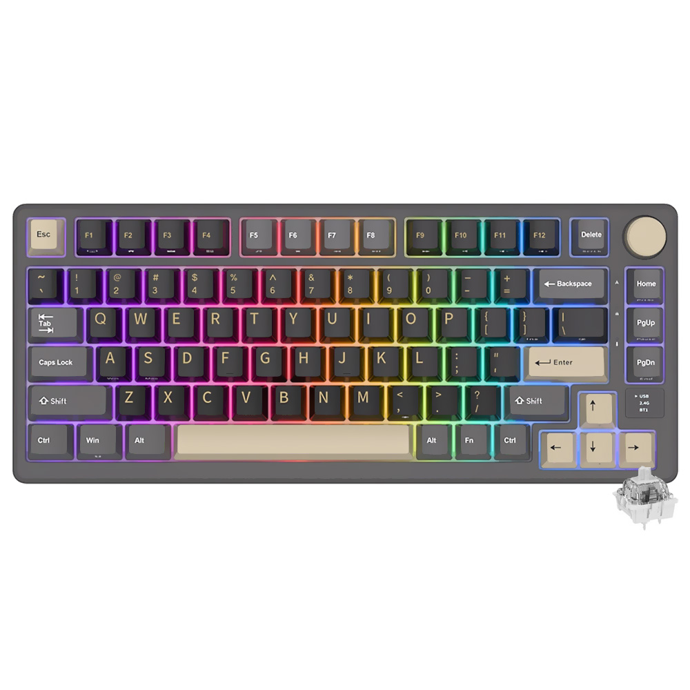 Teclado Gamer Mecânico Royal Kludge RK-M75 Wireless / RGB / Silver / Inglês - Phantom