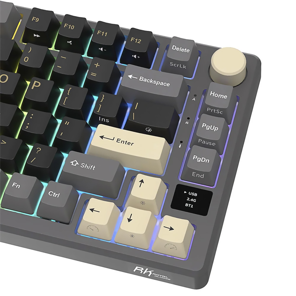 Teclado Gamer Mecânico Royal Kludge RK-M75 Wireless / RGB / Silver / Inglês - Phantom