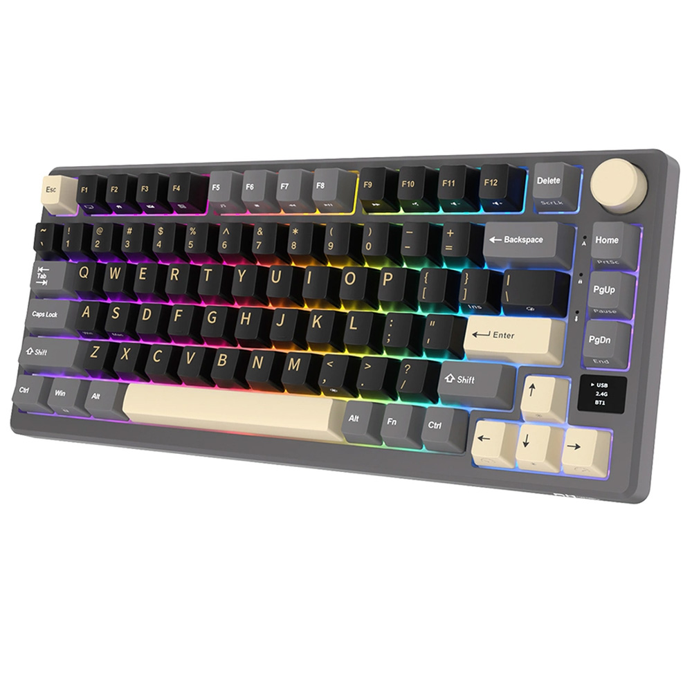 Teclado Gamer Mecânico Royal Kludge RK-M75 Wireless / RGB / Silver / Inglês - Phantom