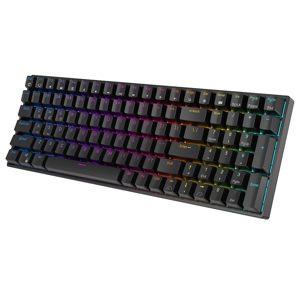 Teclado Gamer Mecânico Royal Kludge RK100 Wireless / RGB / RED / Inglês - Preto