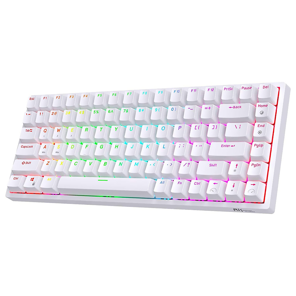 Teclado Gamer Mecânico Royal Kludge RK84 Wireless / RGB / RED / Inglês - Branco