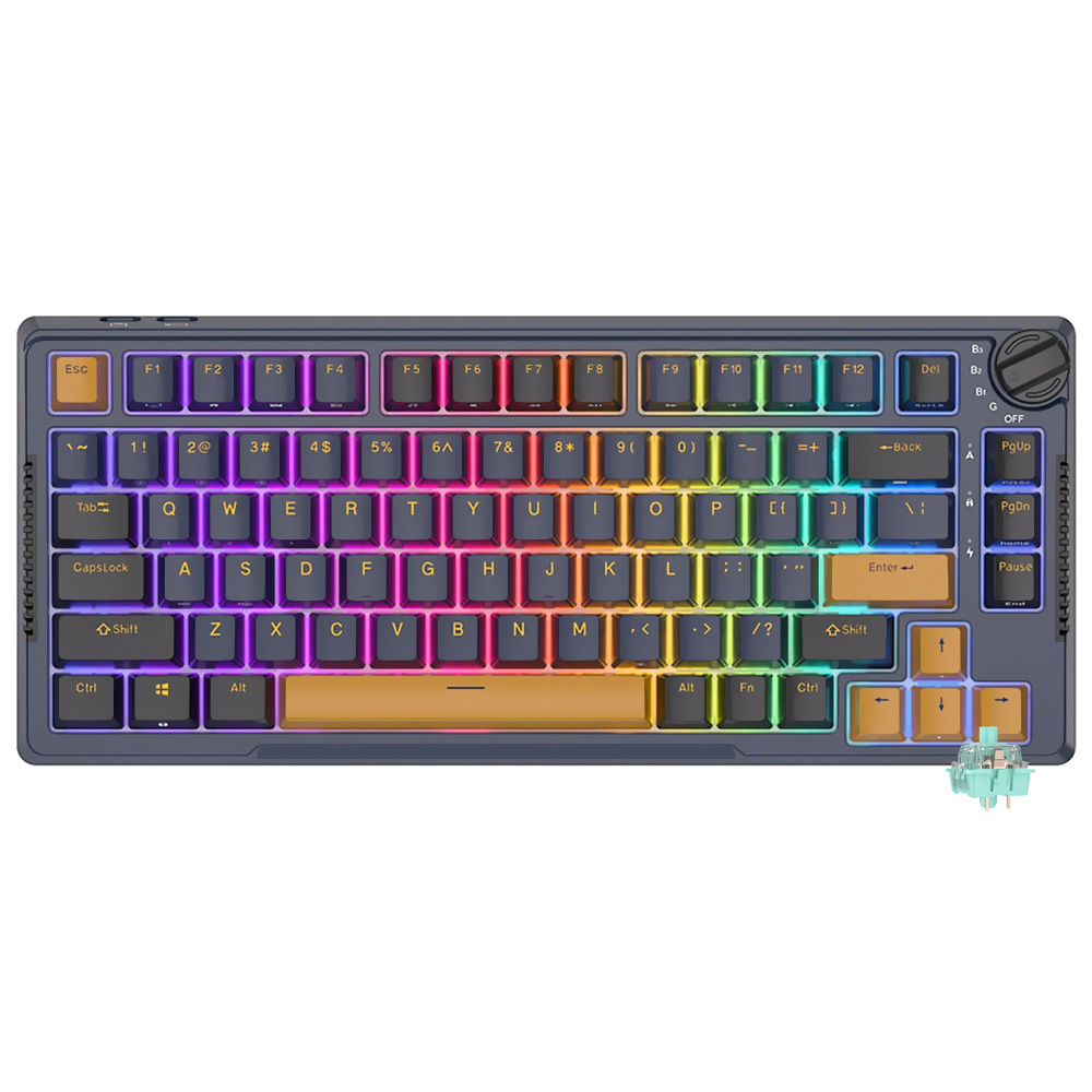 Teclado Gamer Mecânico Royal Kludge RKH81 Wireless / RGB / Sky Cyan / Inglês - Star Night