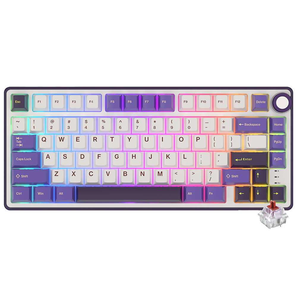 Teclado Gamer Mecânico Royal Kludge RKR75 USB / RGB / Silver / Inglês - Blackberry Mousse