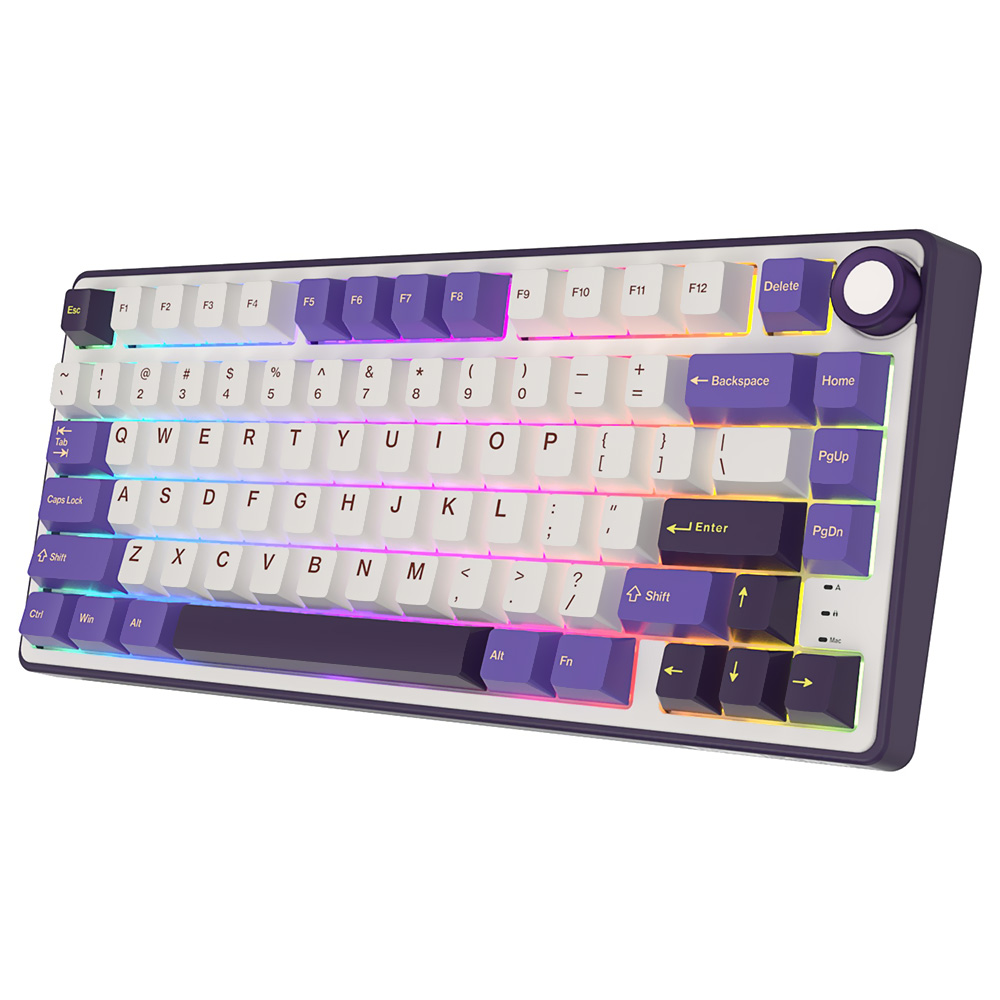 Teclado Gamer Mecânico Royal Kludge RKR75 USB / RGB / Silver / Inglês - Blackberry Mousse