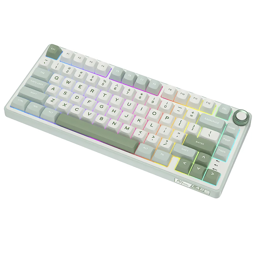 Teclado Gamer Mecânico Royal Kludge RKR75 USB / RGB / Silver / Inglês - Sky Cyan