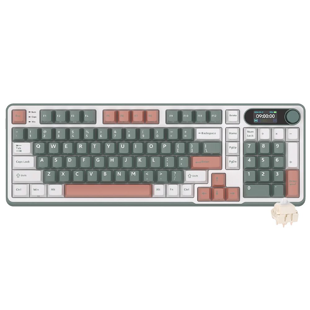 Teclado Gamer Mecânico Royal Kludge RKS98 Wireless / RGB / Chartreuse / Inglês - Camping
