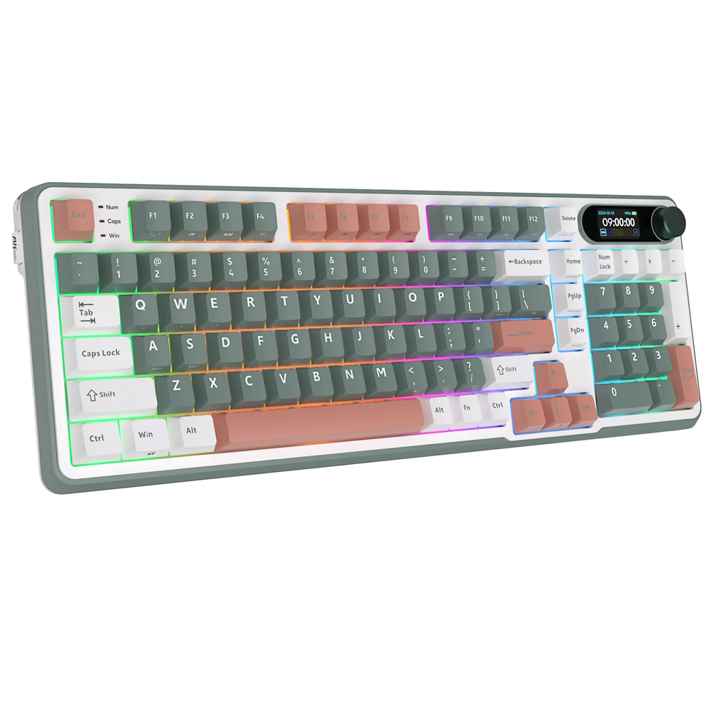 Teclado Gamer Mecânico Royal Kludge RKS98 Wireless / RGB / Chartreuse / Inglês - Camping