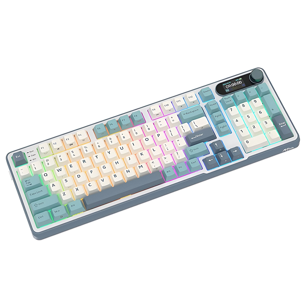 Teclado Gamer Mecânico Royal Kludge RKS98 Wireless / RGB / Chartreuse / Inglês - Light Cloud